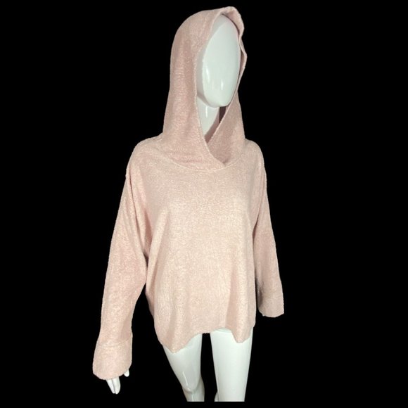 Gilmour Tops - SCRUMPTIOUS SOFT PINK TERRY TOWEL HOODED SWEATSHIRT (SZ O/S) (NWOT)